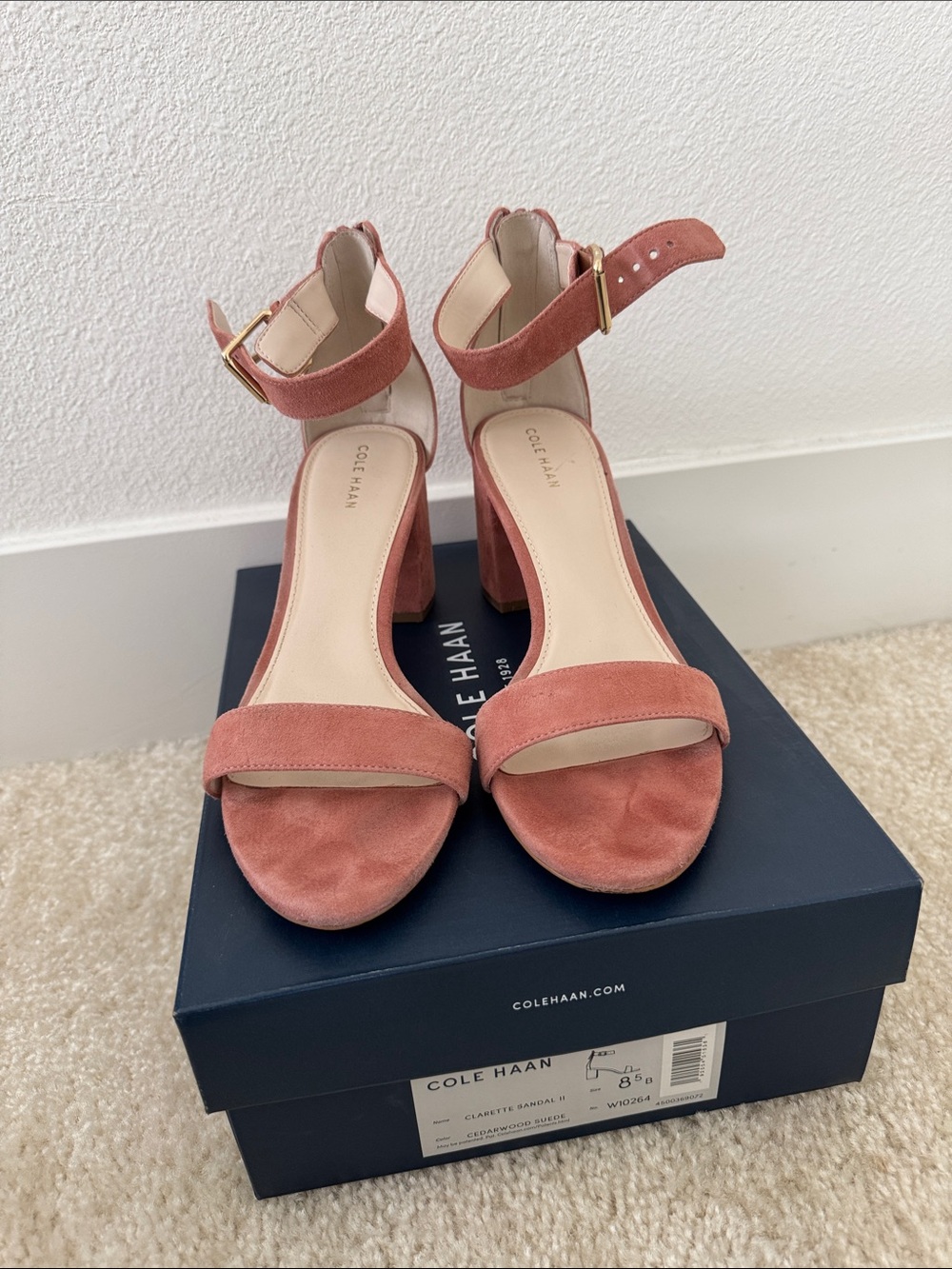 Cole Haan Rose Suede Block Heel Sandals